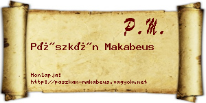 Pászkán Makabeus névjegykártya